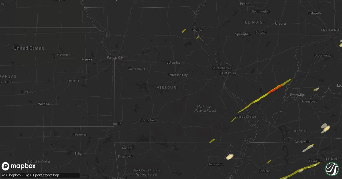 Hail map in Missouri on February 20, 2014