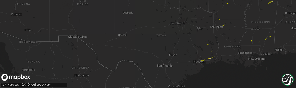 Hail map in Texas on February 20, 2014