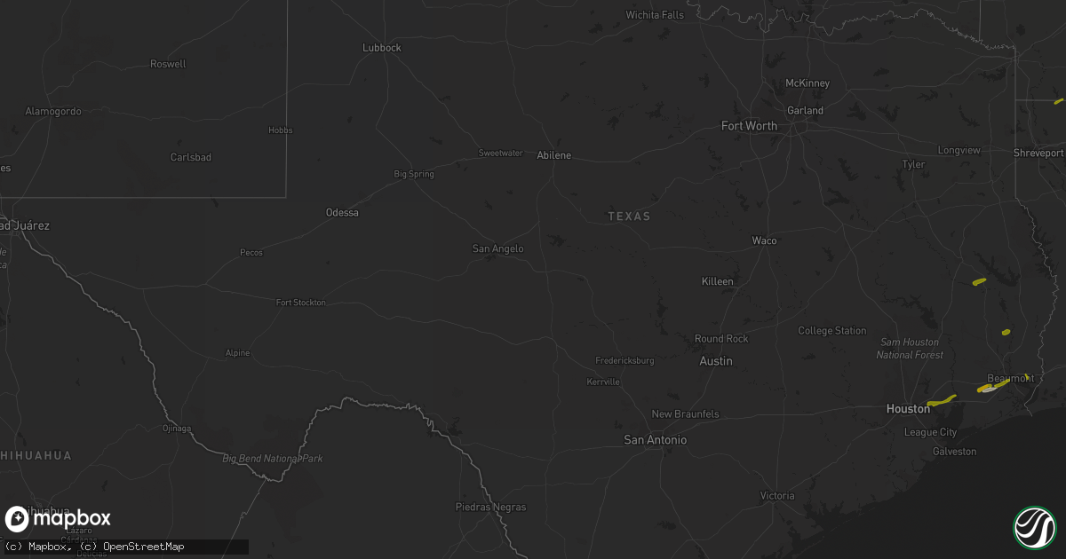 Hail map in Texas on February 20, 2014