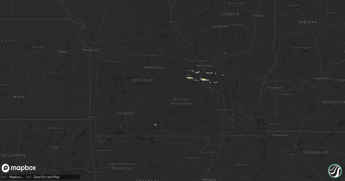 Hail map in Missouri on February 20, 2016