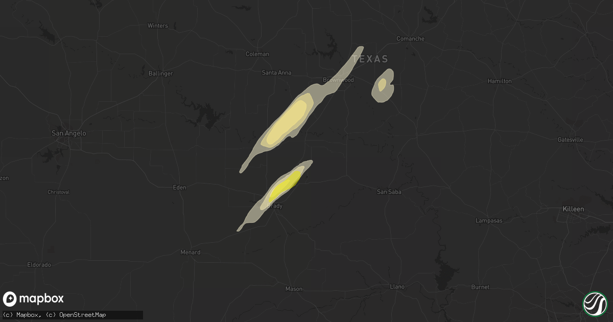Hail map in Rochelle, TX on February 20, 2018