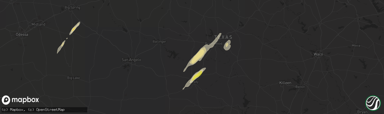 Hail map in Rockwood, TX on February 20, 2018
