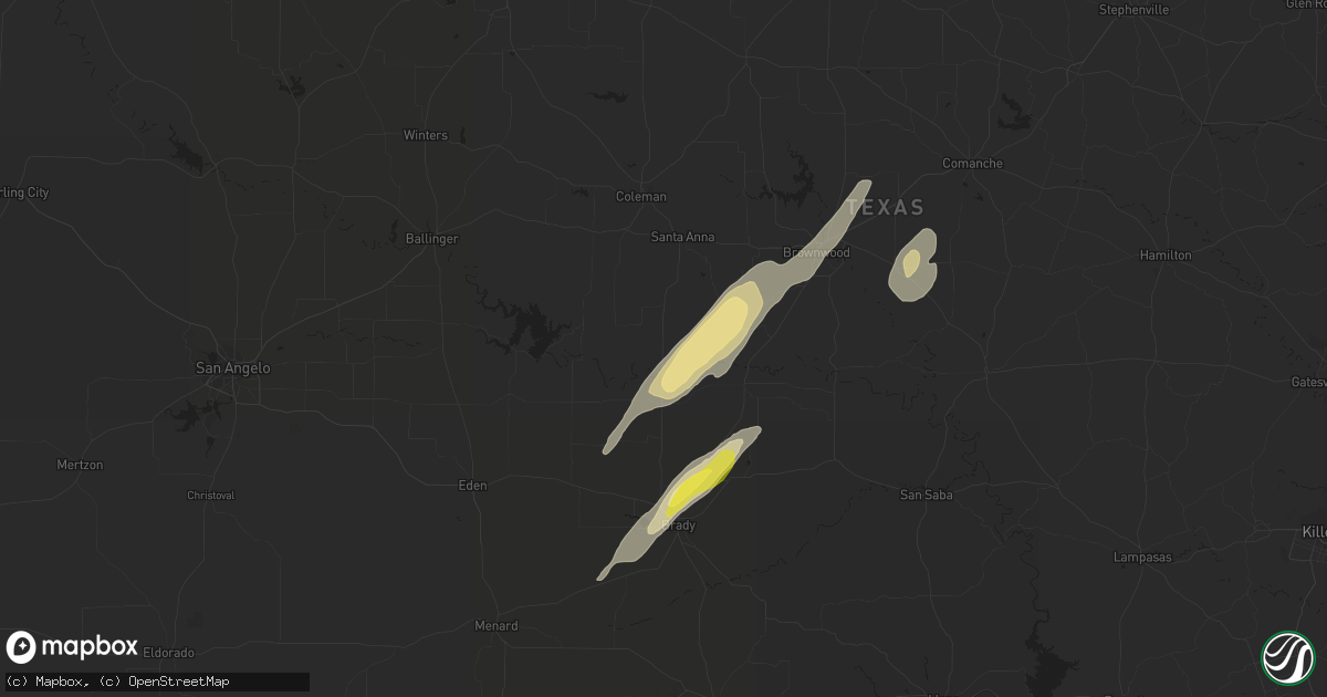 Hail map in Rockwood, TX on February 20, 2018