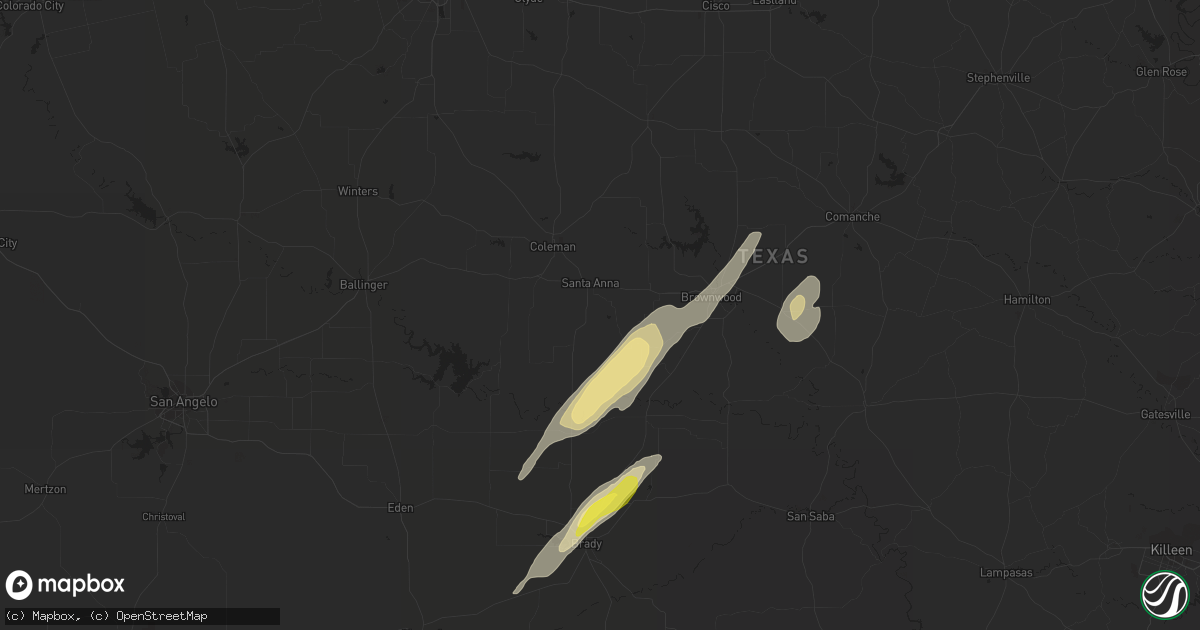 Hail map in Santa Anna, TX on February 20, 2018