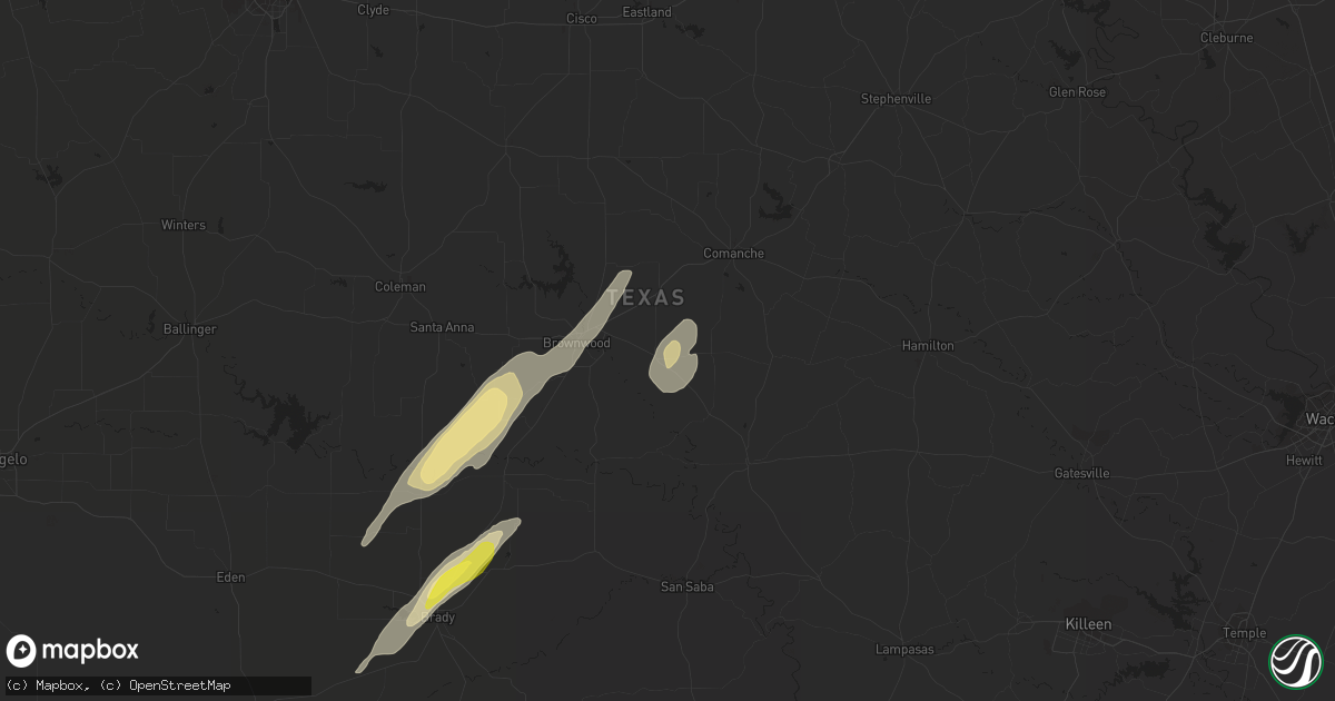 Hail map in Zephyr, TX on February 20, 2018