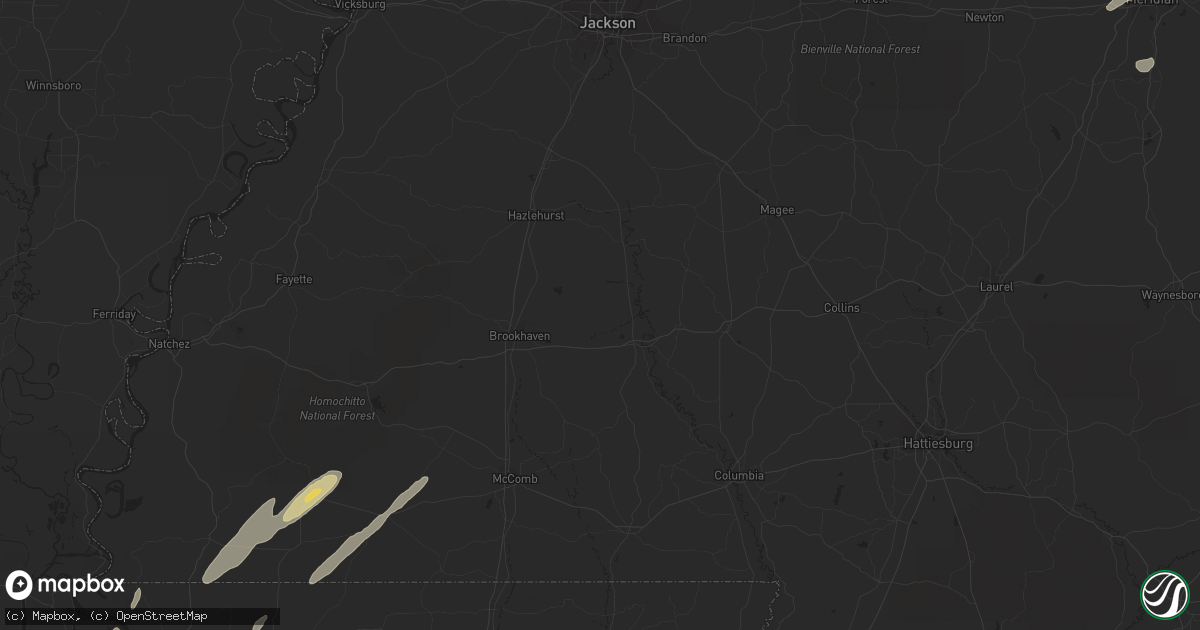 Hail map in Liberty, MS on February 20, 2019
