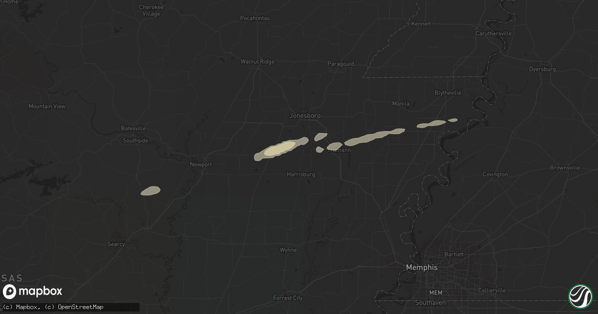 Hail map in Jonesboro, AR on February 21, 2012