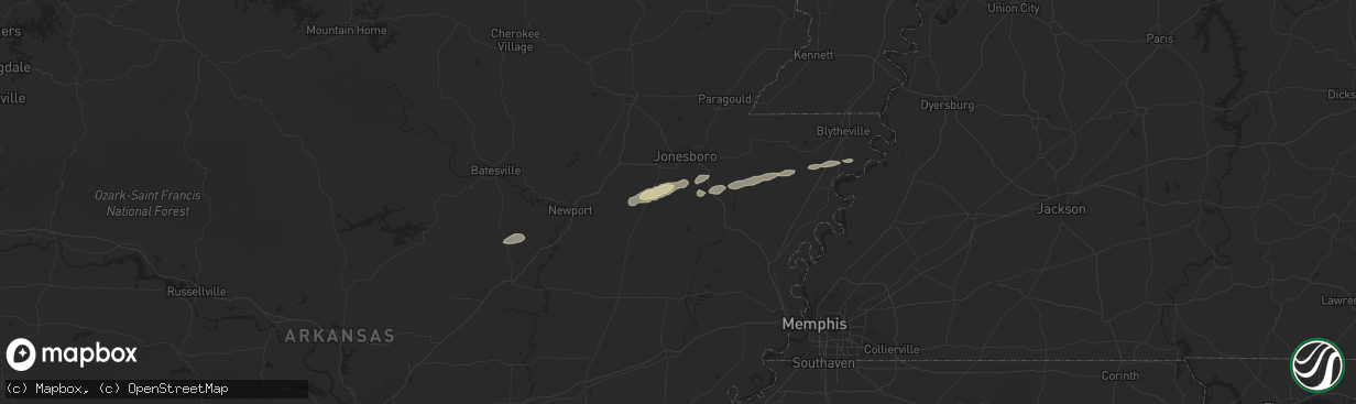 Hail map in Manila, AR on February 21, 2012