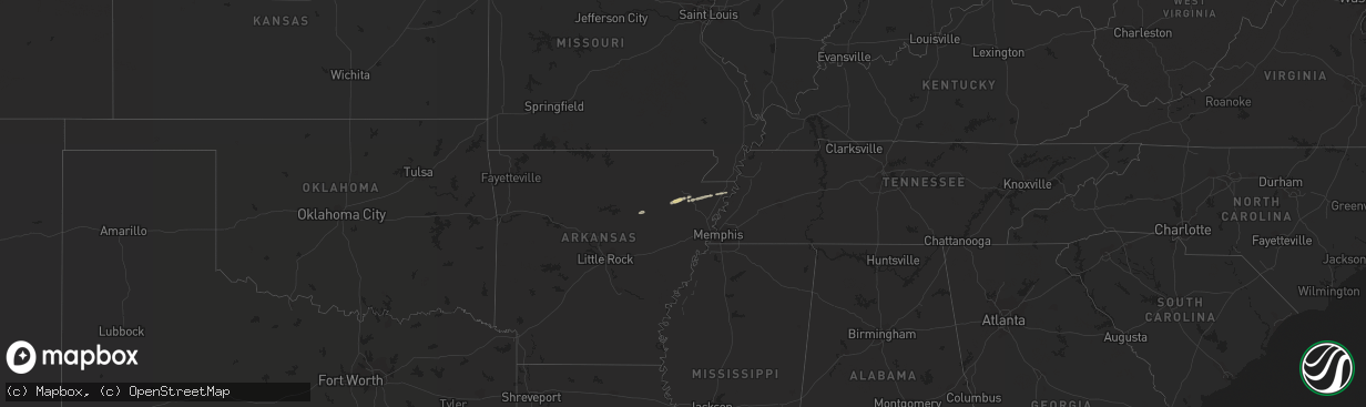 Hail map on February 21, 2012