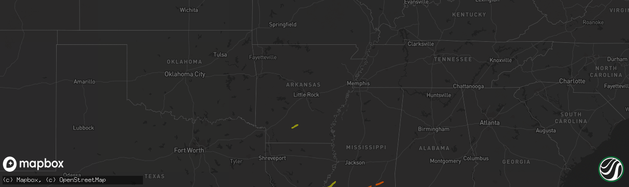 Hail map in Arkansas on February 21, 2013