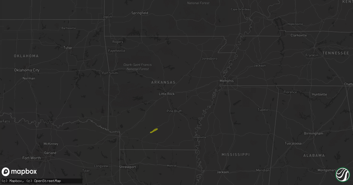 Hail map in Arkansas on February 21, 2013