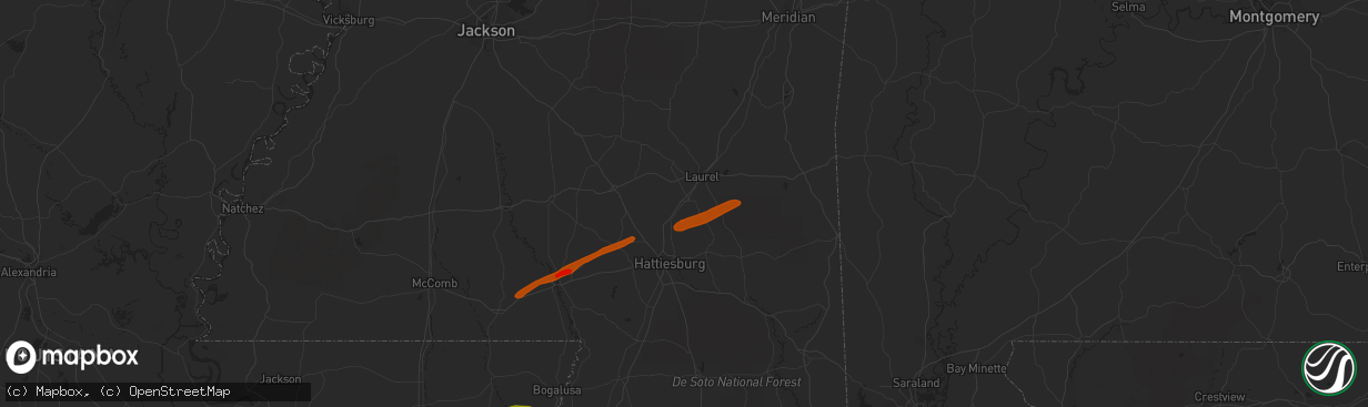 Hail map in Ellisville, MS on February 21, 2013