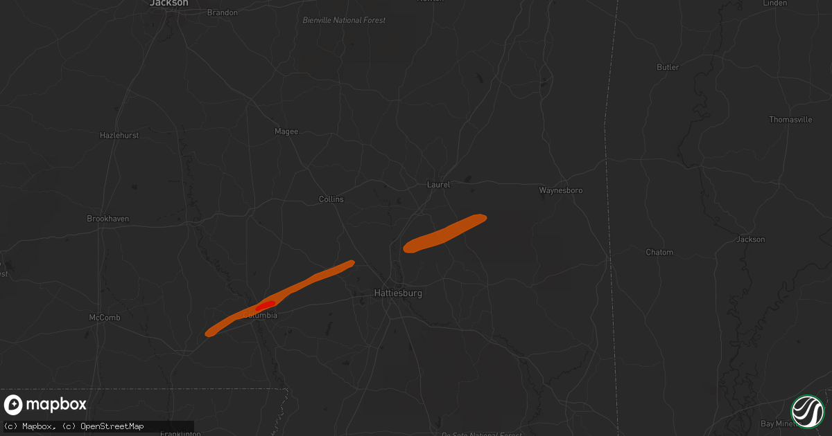 Hail map in Ellisville, MS on February 21, 2013