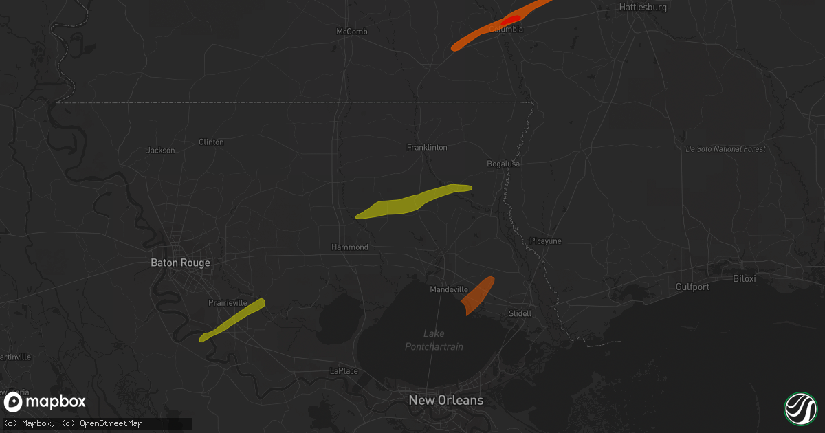 Hail map in Folsom, LA on February 21, 2013