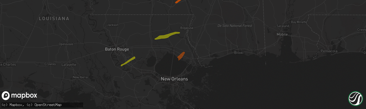 Hail map in Lacombe, LA on February 21, 2013