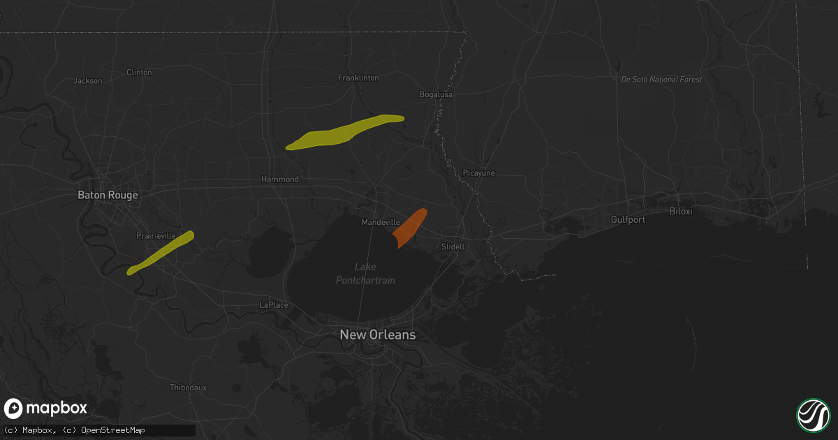 Hail map in Lacombe, LA on February 21, 2013