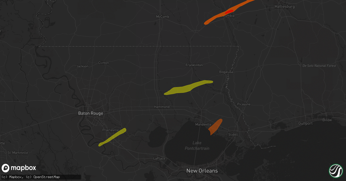 Hail map in Loranger, LA on February 21, 2013