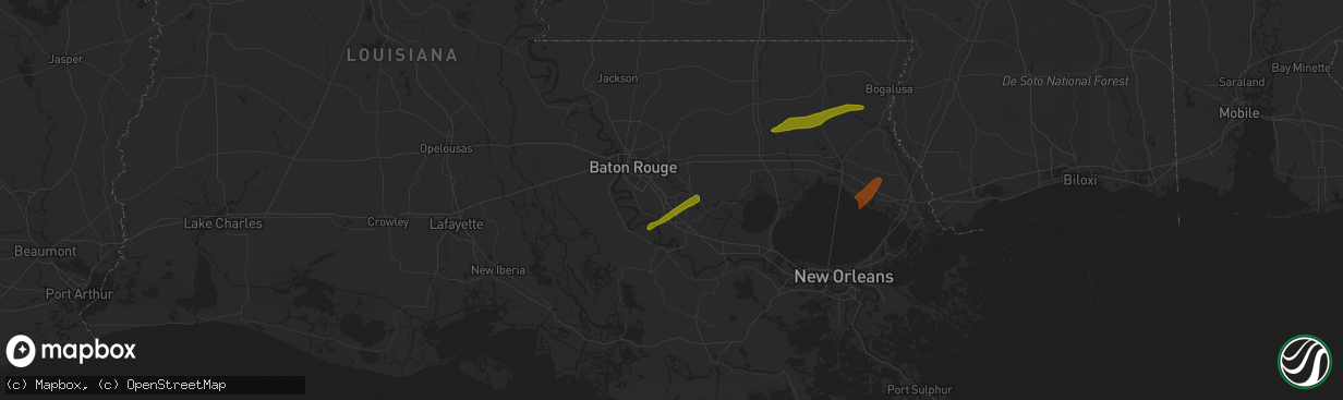 Hail map in Prairieville, LA on February 21, 2013