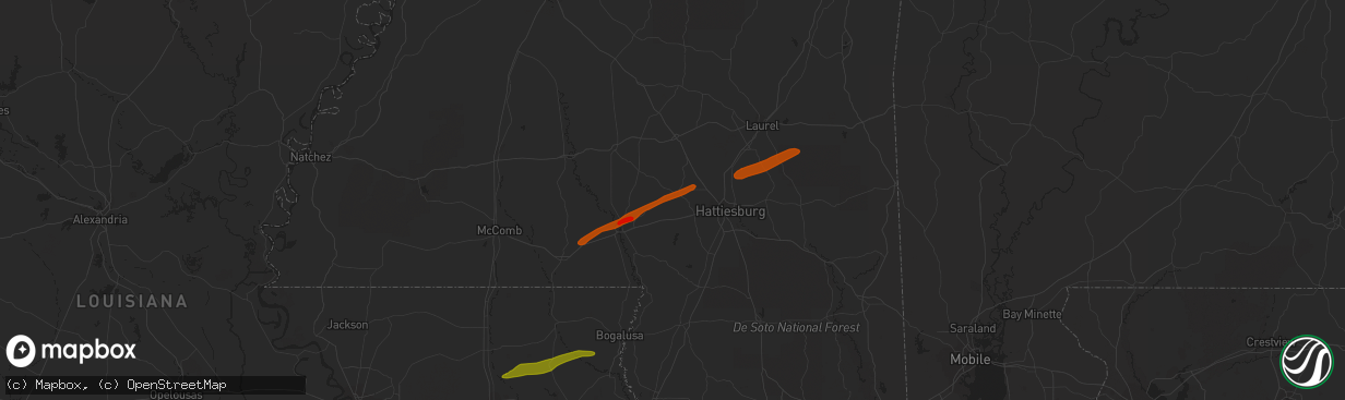 Hail map in Sumrall, MS on February 21, 2013