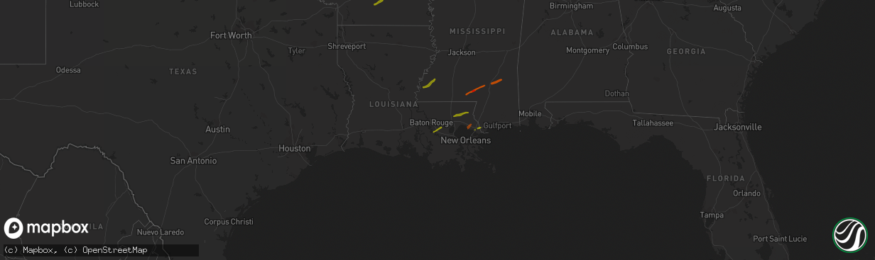 Hail map on February 21, 2013