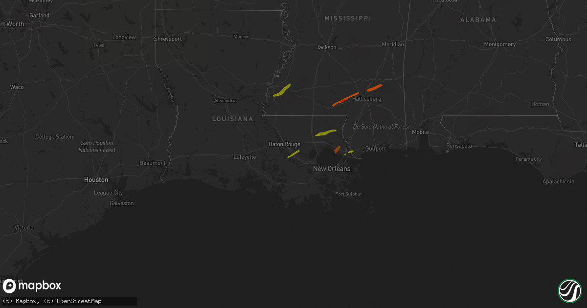 Hail map on February 21, 2013