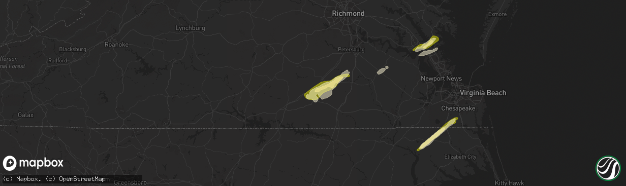 Hail map in Dolphin, VA on February 21, 2014