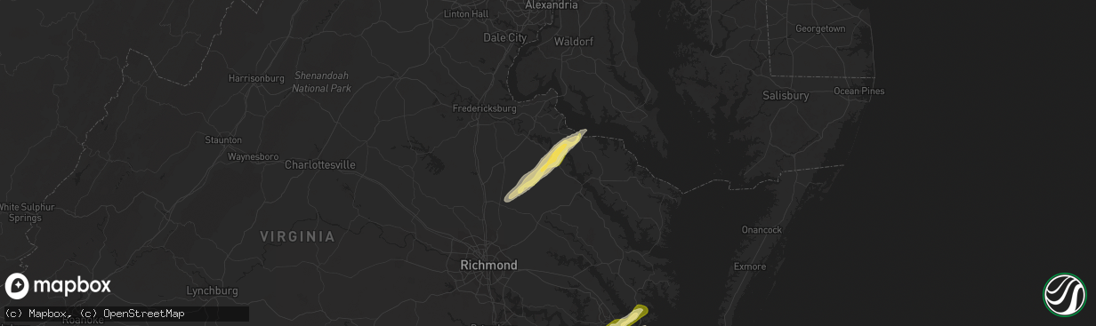 Hail map in Hustle, VA on February 21, 2014