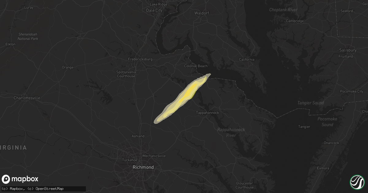Hail map in Hustle, VA on February 21, 2014