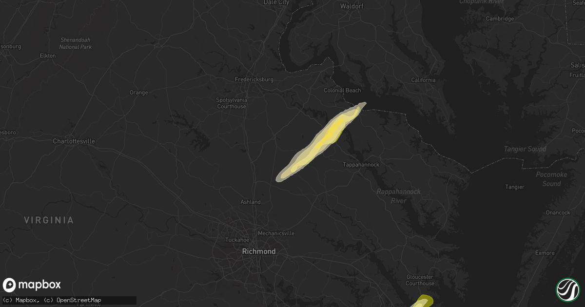 Hail map in Milford, VA on February 21, 2014