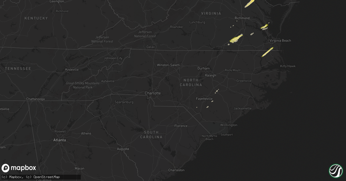 Hail map in North Carolina on February 21, 2014