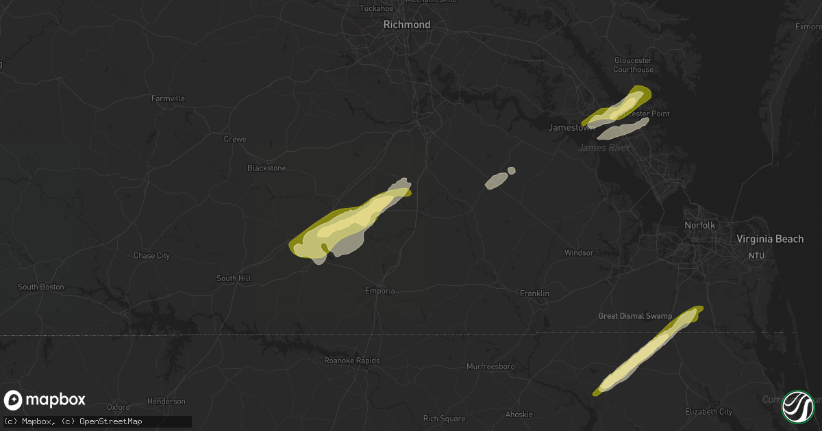 Hail map in Stony Creek, VA on February 21, 2014