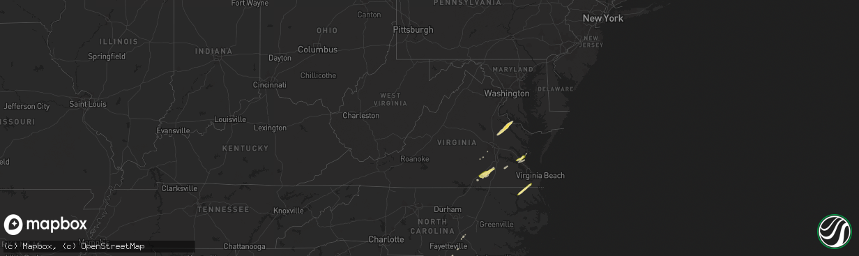 Hail map in Virginia on February 21, 2014