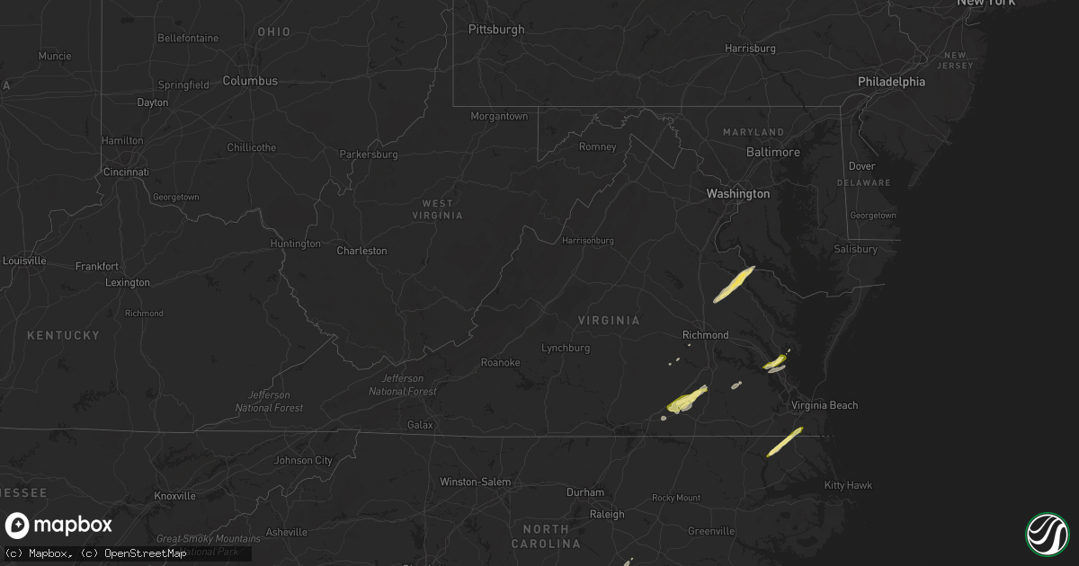 Hail map in Virginia on February 21, 2014