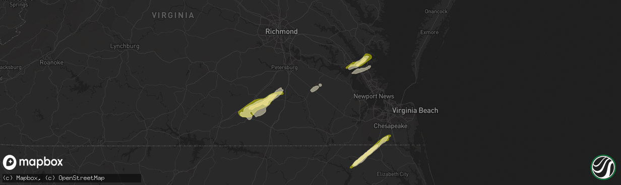 Hail map in Waverly, VA on February 21, 2014