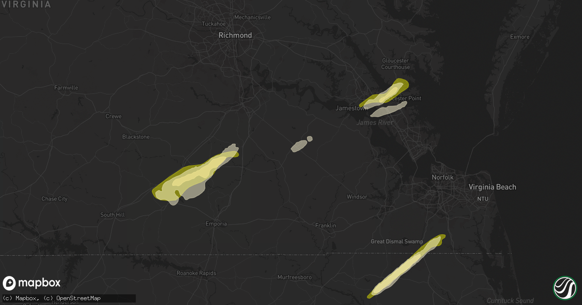 Hail map in Waverly, VA on February 21, 2014