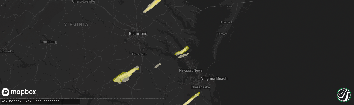 Hail map in Williamsburg, VA on February 21, 2014