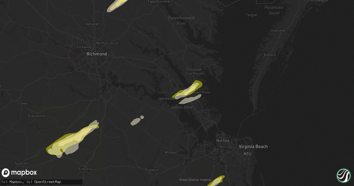 Hail map in Williamsburg, VA on February 21, 2014