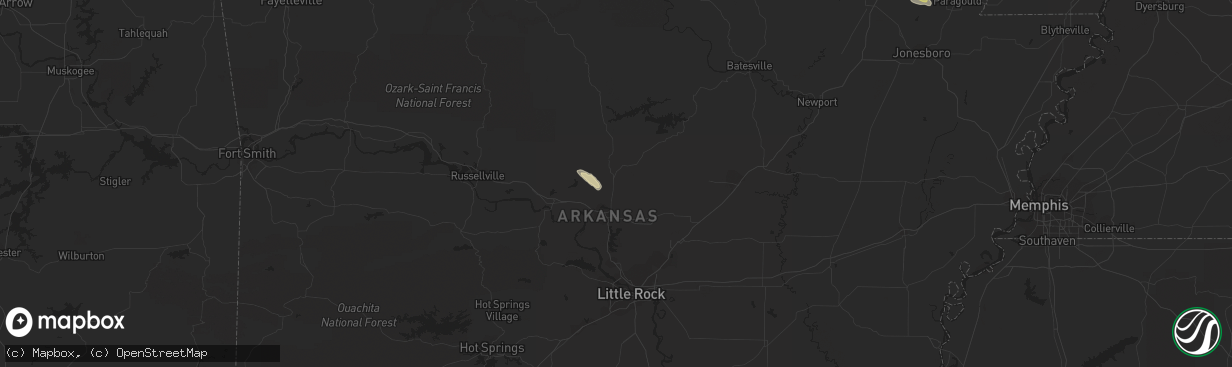 Hail map in Greenbrier, AR on February 21, 2016