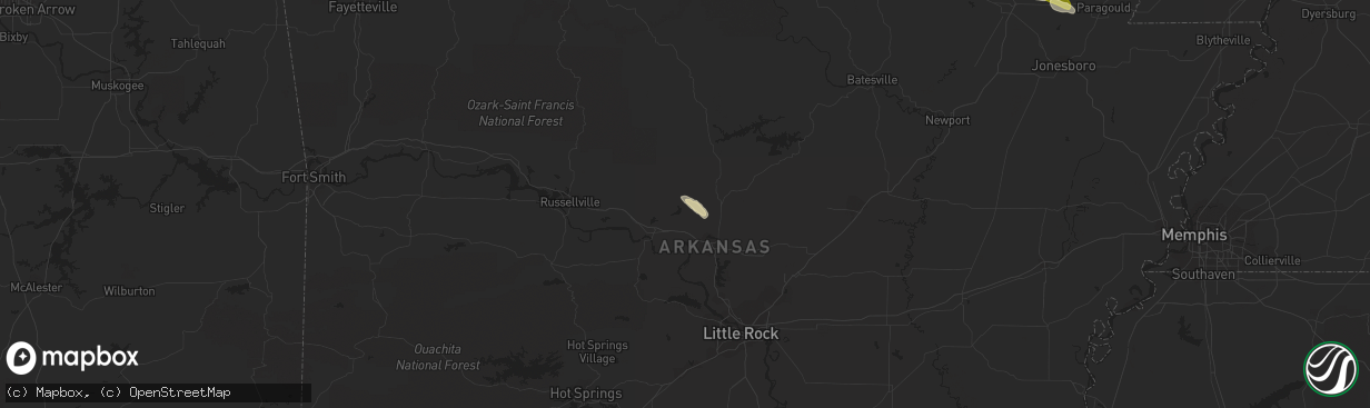 Hail map in Springfield, AR on February 21, 2016