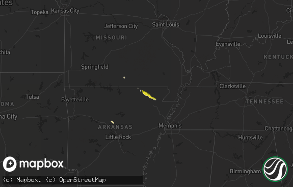 Hail map preview on 02-21-2016