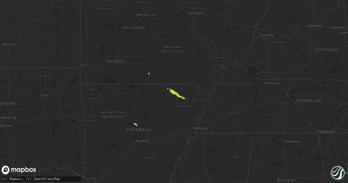 Hail map on February 21, 2016