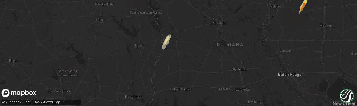 Hail map in Deridder, LA on February 21, 2018