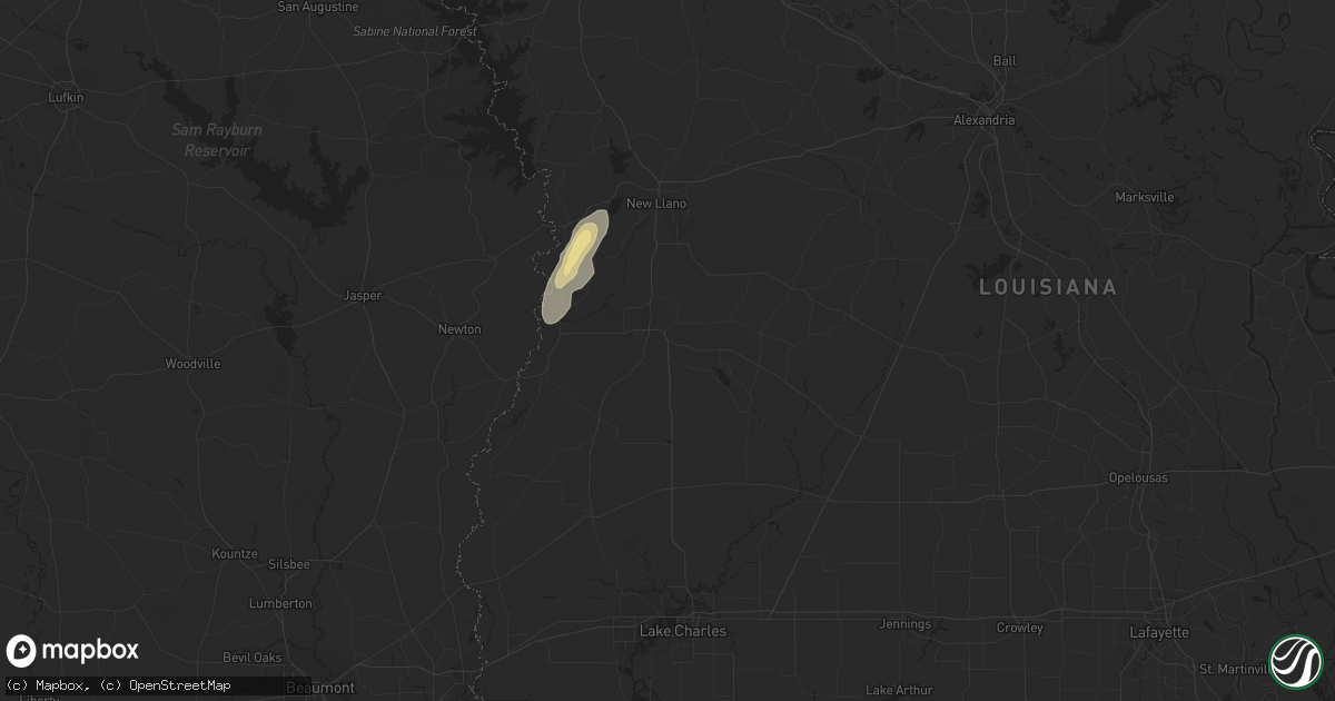 Hail map in Deridder, LA on February 21, 2018