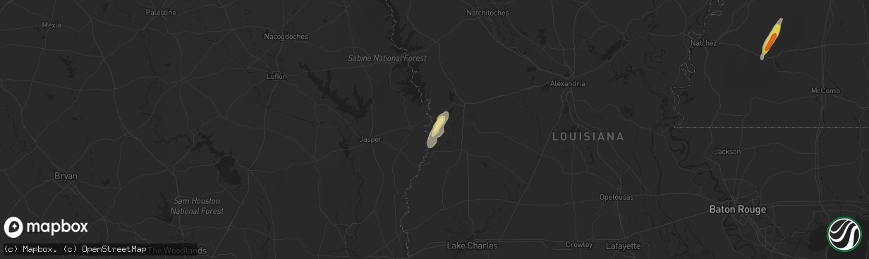 Hail map in Evans, LA on February 21, 2018