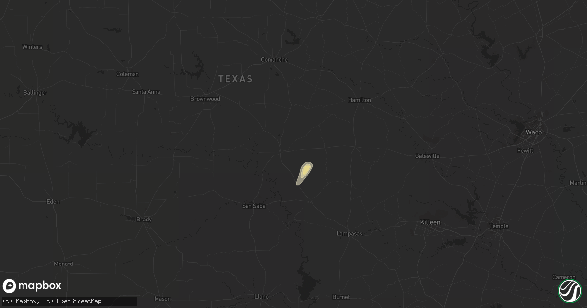 Hail map in Goldthwaite, TX on February 21, 2018
