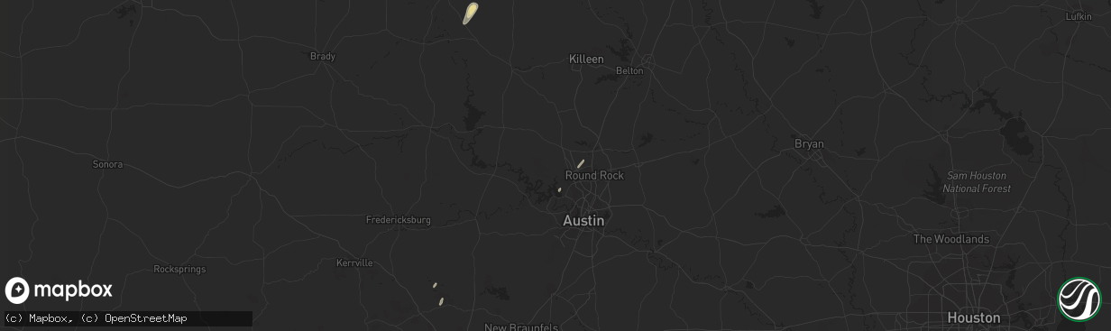 Hail map in Leander, TX on February 21, 2018