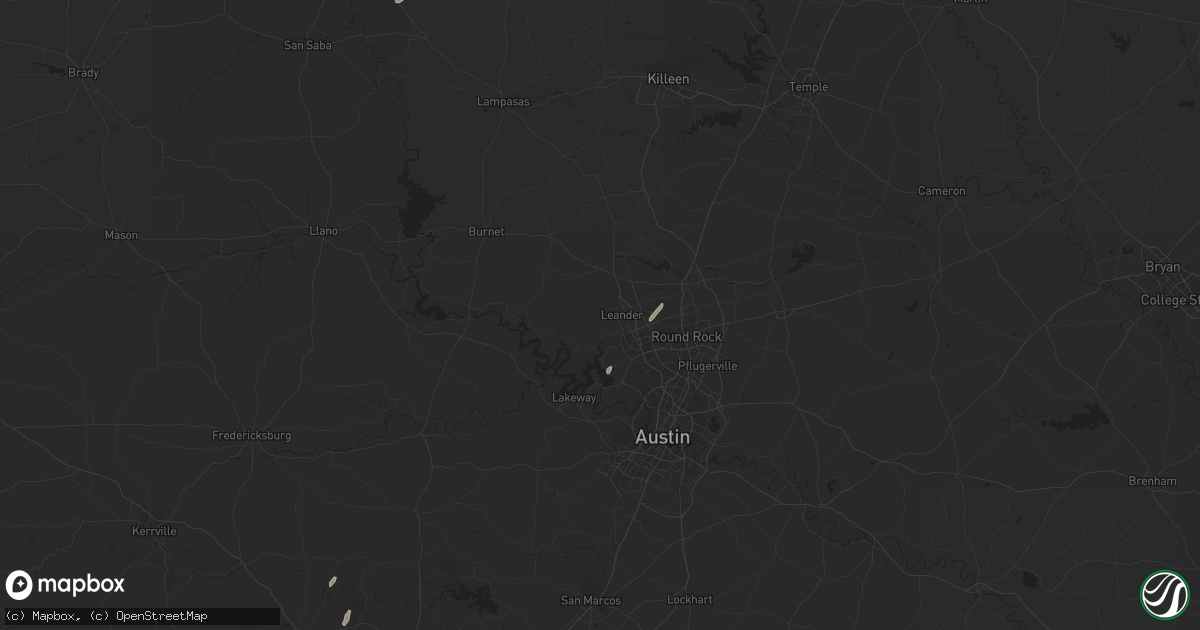 Hail map in Leander, TX on February 21, 2018