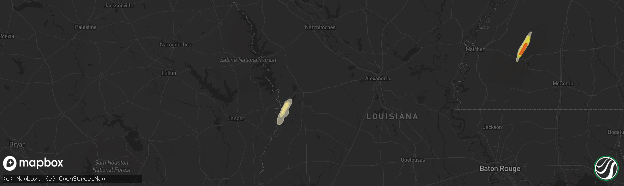 Hail map in Leesville, LA on February 21, 2018