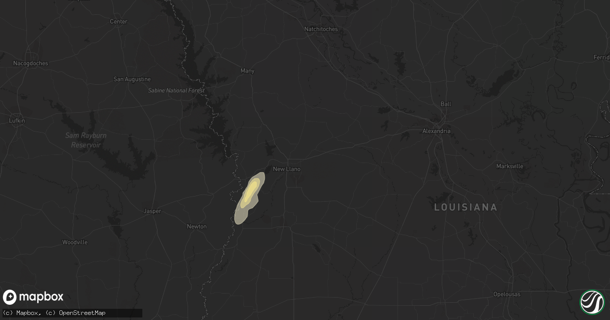 Hail map in Leesville, LA on February 21, 2018