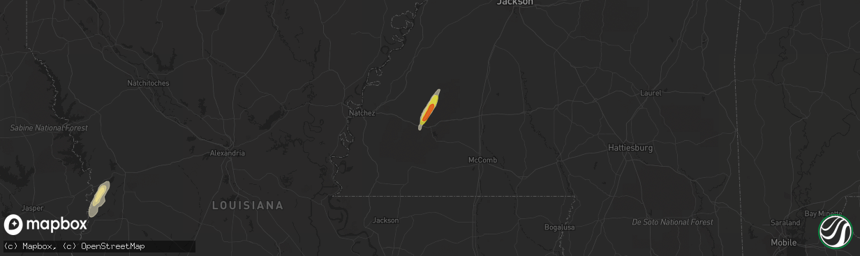 Hail map in Meadville, MS on February 21, 2018